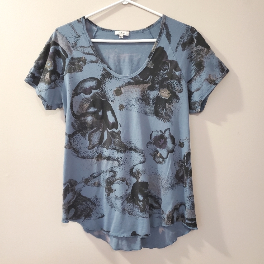 Wilfred - Blue Abstract Floral Tee - Size L
